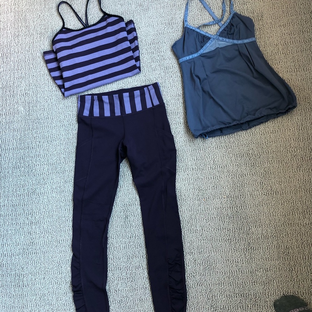 Lululemon Plum Bundle-Leggings and 2 tanks